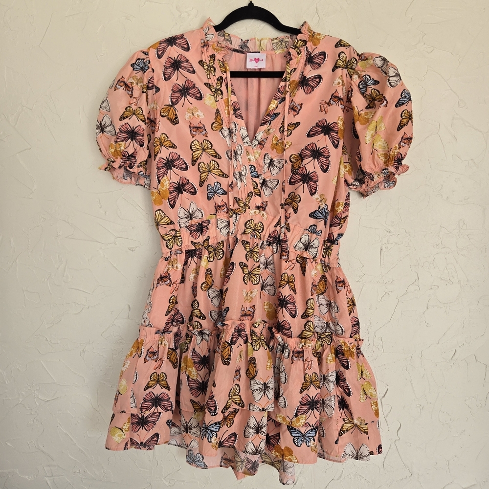 Buddy Love Pink Butterfly Print Short Dress - Picture 2 of 12